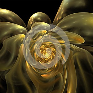 Computer ditigal fractal art, abstract fractals, decorative yellow glass shape photo