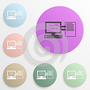 computer and document on sheet badge color set. Simple glyph, flat vector of web icons for ui and ux, website or mobile