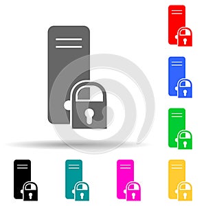 computer and document on sheet multi color style icon. Simple thin line, outline vector of web icons for ui and ux, website or