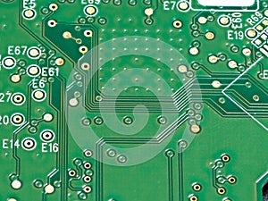 Computer electronic circuit motherboard with chips
