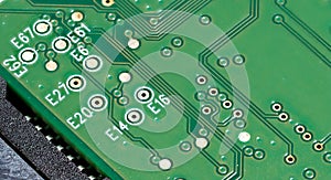 Computer electronic circuit motherboard closeup