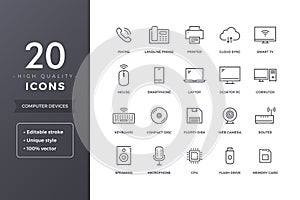 Computer Electronics Line Icons