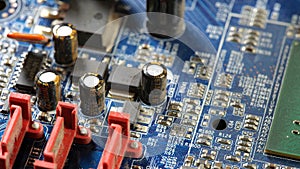 Computer electronics manufacturing industry, motherboard complex circuitry, generic circuit board electrical parts components