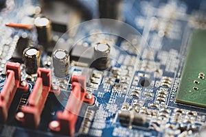 Computer electronics manufacturing industry, motherboard complex circuitry, generic circuit board electrical parts components