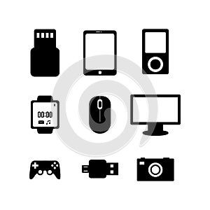 Computer electronic technology icon set vector image