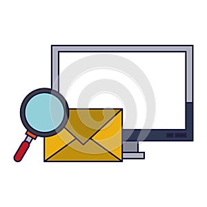 Computer email search business correspondance blue lines photo