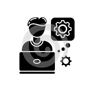 Computer engineer black glyph icon
