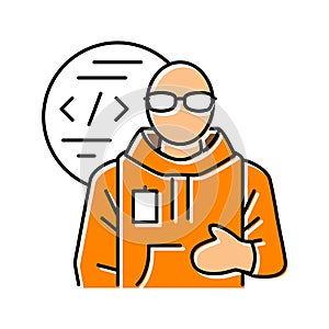computer engineer worker color icon vector illustration