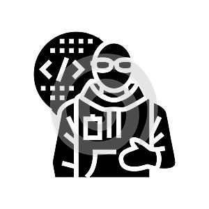 computer engineer worker glyph icon vector illustration