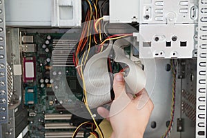 Computer engineer working on broken console