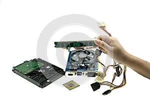 Computer equipment realistic cpu ram graphics card and power supply