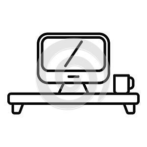 Computer ergonomic workplace icon outline vector. Office sit