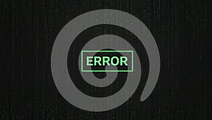 Computer error message displaying on binary code matrix