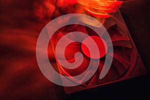 Computer fan on black background