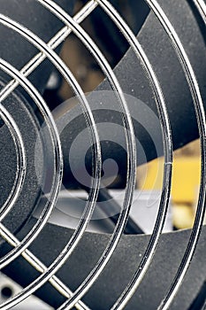 Computer Fan and Grille Closeup