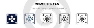 Computer fan icon in filled, thin line, outline and stroke style. Vector illustration of two colored and black computer fan vector