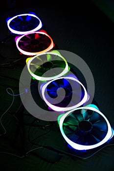 Computer Fans with lights used for pc
