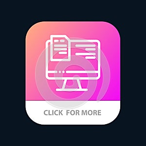 Computer, File, Education, Online Mobile App Button. Android and IOS Line Version
