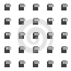 Computer file formats vector icons set