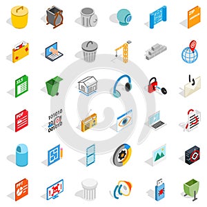 Computer file icons set, isometric style