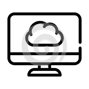 Computer files cloud storage line icon vector illustration