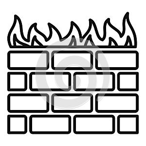 Computer firewall icon, outline style