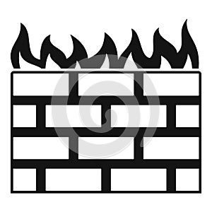 Computer firewall icon, simple style