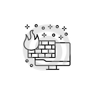 Computer firewall protect icon. Element of computer icon