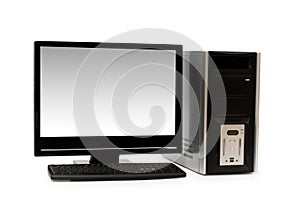 Computer with flat screen isolated