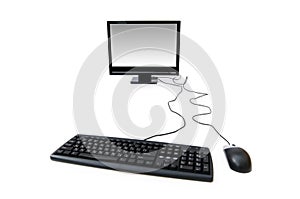 Computer with flat screen isolated