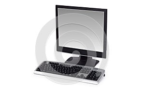 Computer with flat screen isolated on white