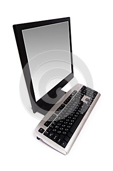 Computer with flat screen isolated on white