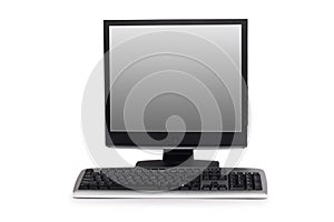 Computer with flat screen isolated on white