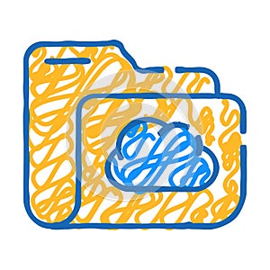 computer folder cloud storage icon doodle illustration