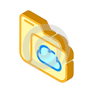 Computer folder cloud storage isometric icon vector illustration