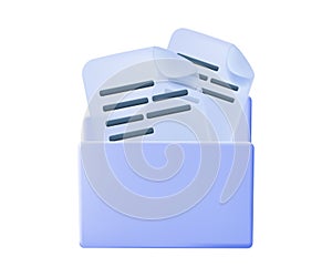 Computer folder with files. File transfer of document in folder, cloud storage, connection docs information migration.