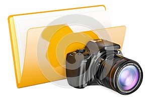 Computer folder icon with digital camera, 3D rendering