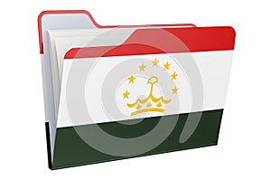 Computer folder icon with Tajik flag. 3D rendering