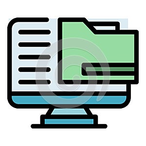 Computer folder icon vector flat