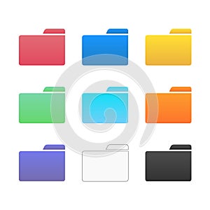 Computer folder icons set - business data archive illustration isolated.