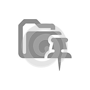 Computer folder and pushpin vector icon
