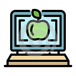 Computer foreign language study icon color outline vector