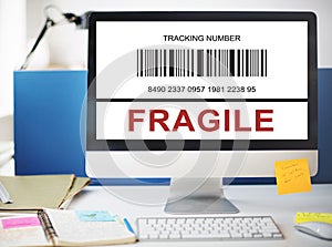 Computer Fragile Tracking Number Graphic Concept