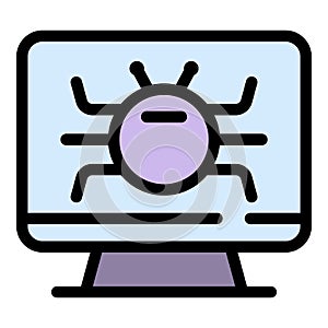 Computer fraud bug icon color outline vector