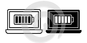 Computer Full Battery Black Icon Bundle for Power Status