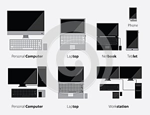 Computer and Gadgets Icon Set in Flat Design