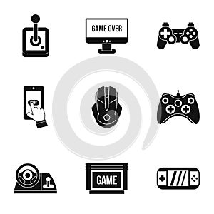 Computer games icons set, simple style