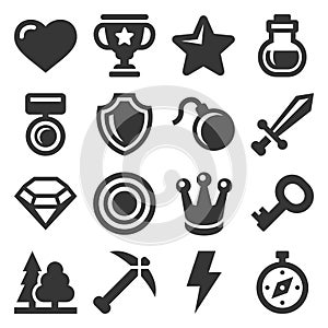 Computer Games Icons Set on White Background. Vector