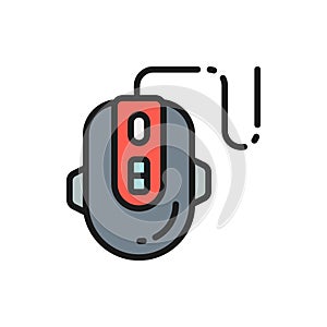 Computer gaming mouse flat color line icon.