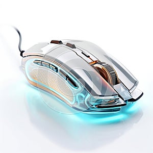 Computer Gaming Mouse on white Background. AI